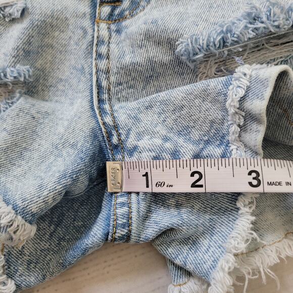Altar'd State Size 28/7 Light Wash Distressed Jean Shorts Button Fly 3" Inseam - Picture 7 of 8
